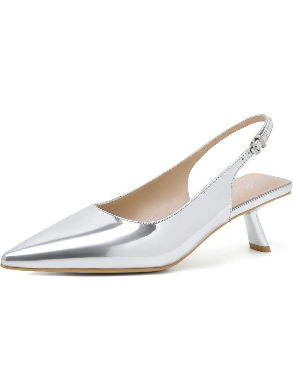 Women's PatentSliver #06 Leather Kitten Heel Pointed Toe Pumps Party Dress Shoes